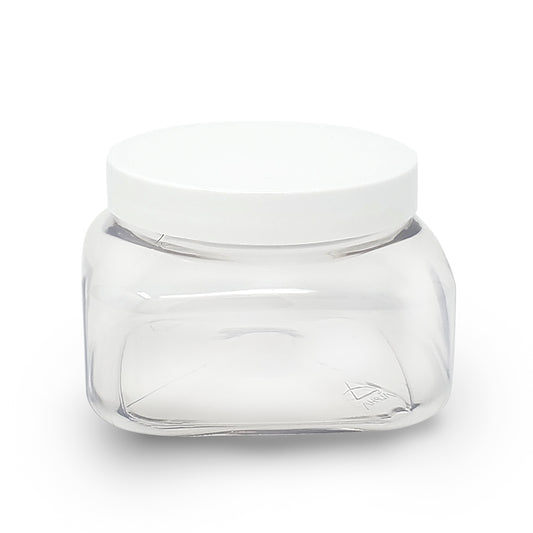 8 Ounce Plastic Square Jars with White Lids - Refillable Leak Proof - Pack of 12