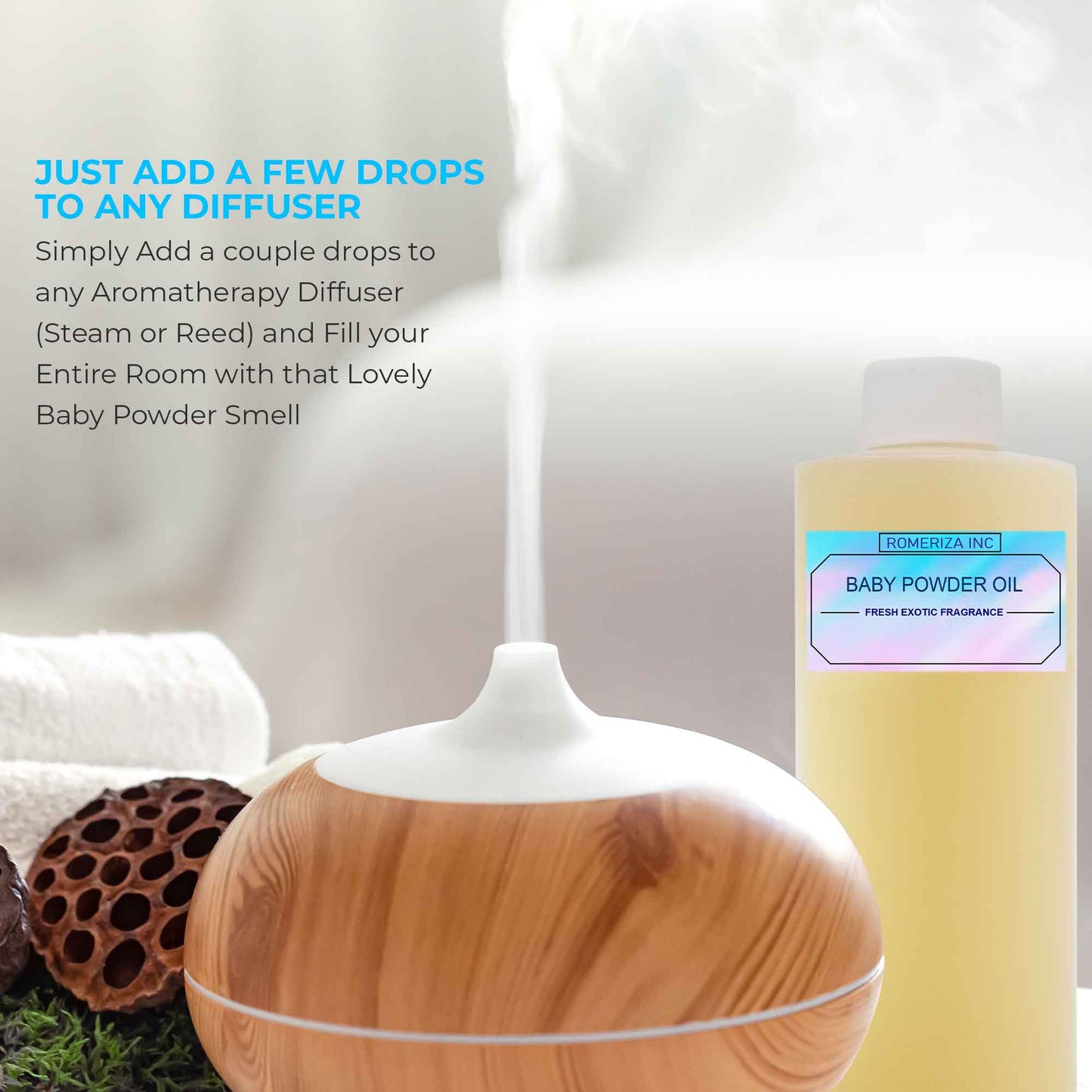 Romeriza inc Baby Powder Fragrance Oil - Gentle Powder Oil Perfect for