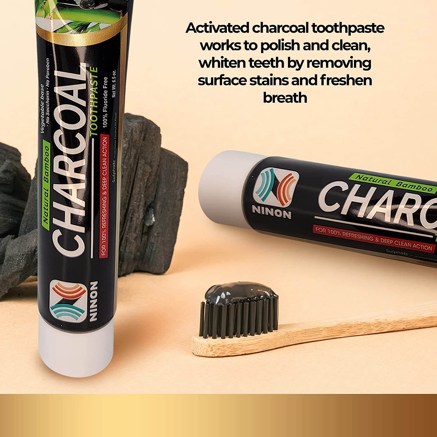 Activated Charcoal Teeth Whitening Powder [FREE Bamboo Toothbrush] Natural  Whitening Teeth, Personal Coconut Charcoal [BRIGHTENS TEETH] 60g / 2.11oz